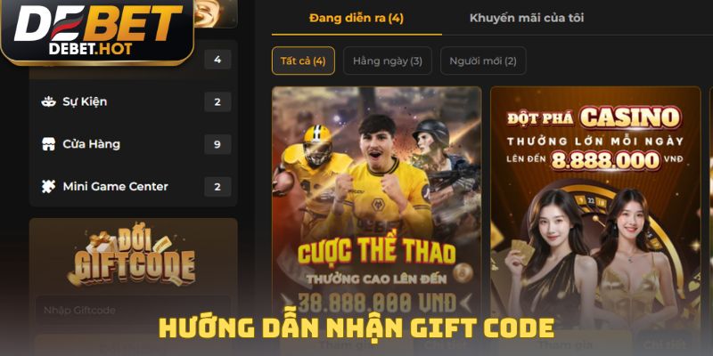 hướng dẫn nhận gift code